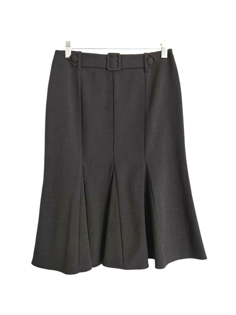 TRIBAL Mid length Pleated Flare Gray Business Skirt Size 2 - Picture 2 of 9